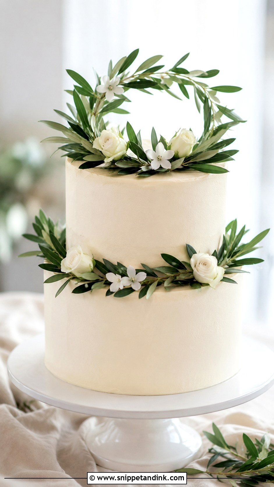 Olive Leaf And Lavender Wedding Cake - Snippet and Ink - 35 Olive Leaf Wedding Cake Ideas
