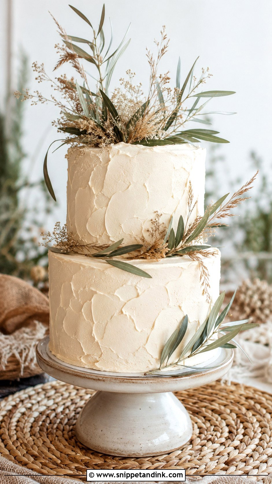 Olive Leaf Boho Wedding Cake - Snippet and Ink - 35 Olive Leaf Wedding Cake Ideas