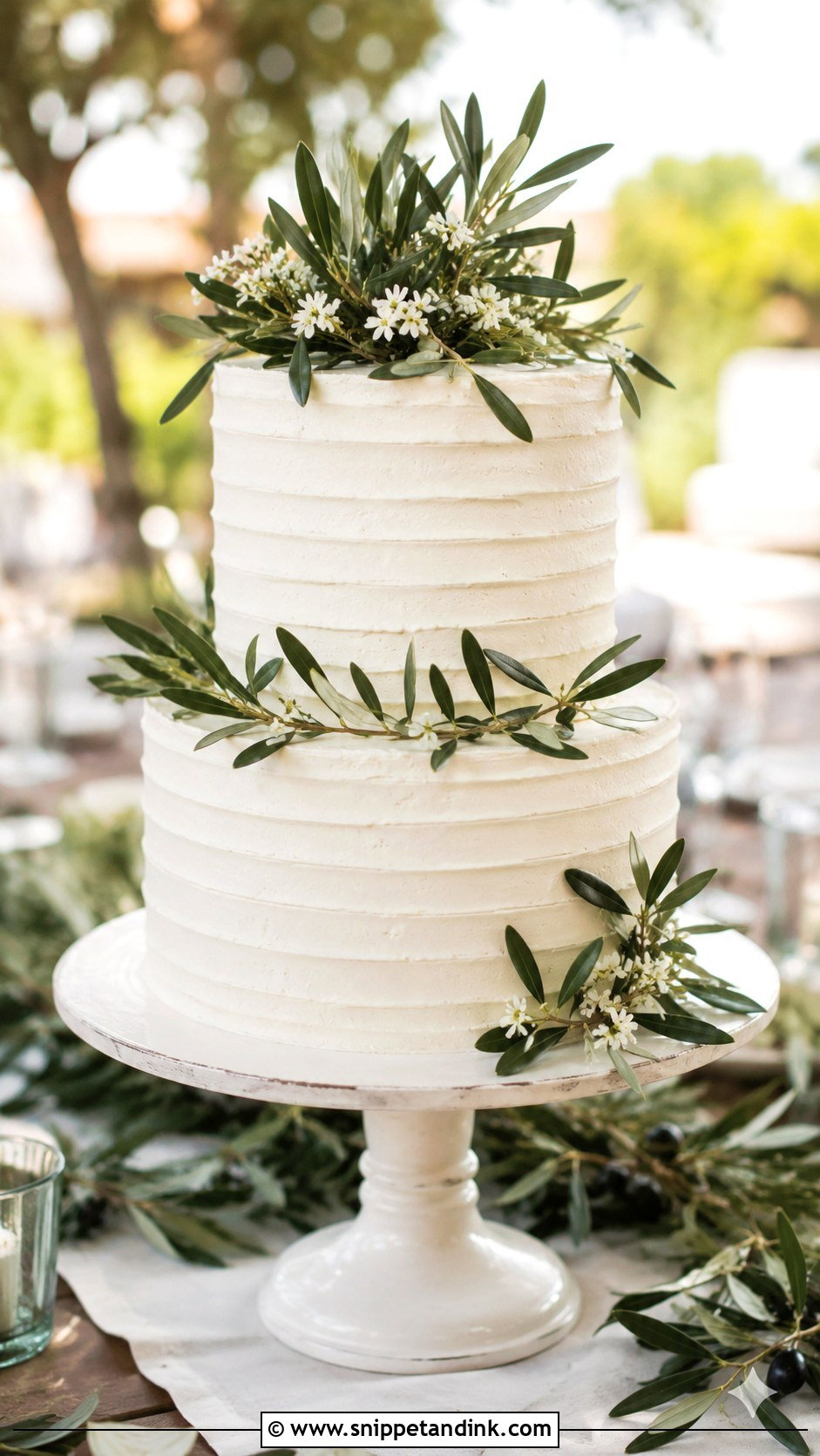 Olive Leaf Buttercream Wedding Cake - Snippet and Ink - 35 Olive Leaf Wedding Cake Ideas
