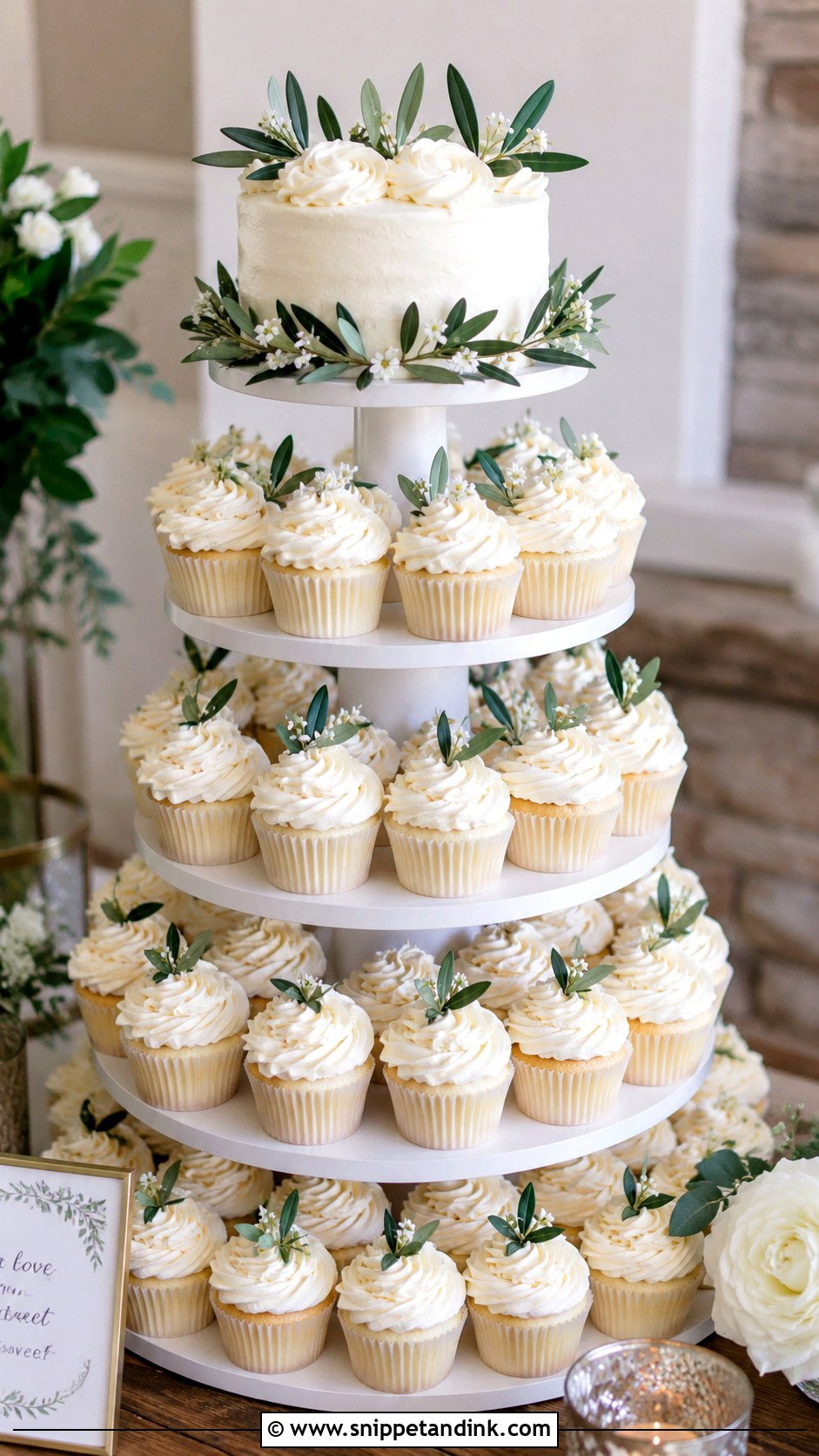 Olive Leaf Cupcake Wedding Cake - Snippet and Ink - 35 Olive Leaf Wedding Cake Ideas