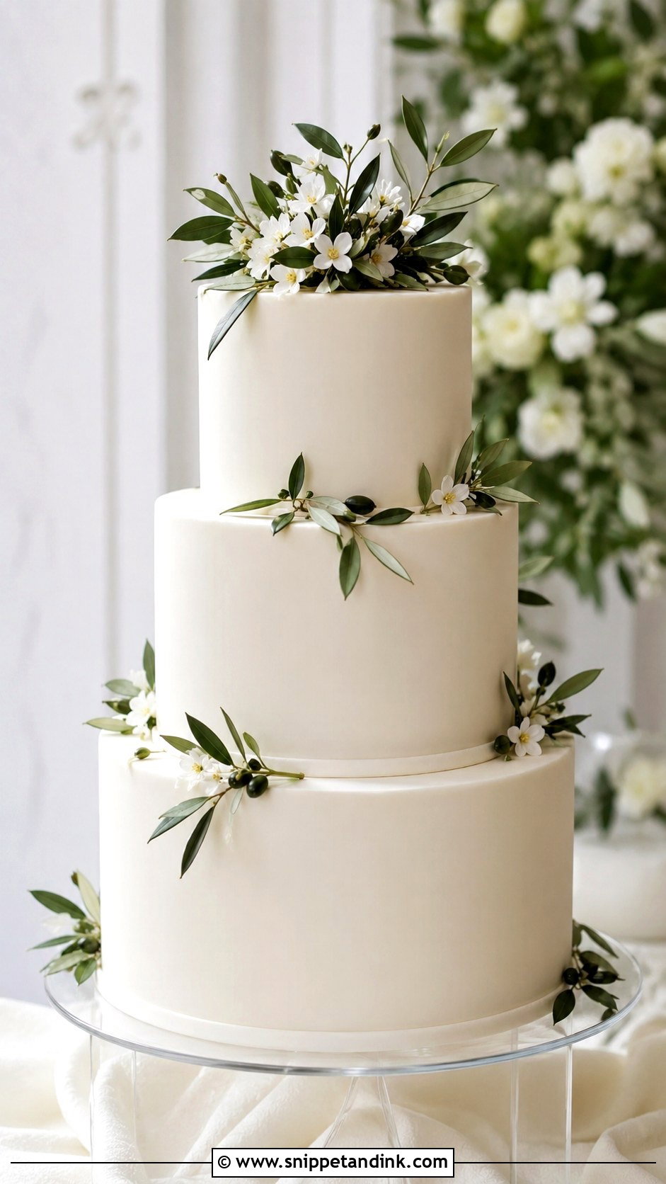Olive Leaf Fondant Wedding Cake - Snippet and Ink - 35 Olive Leaf Wedding Cake Ideas