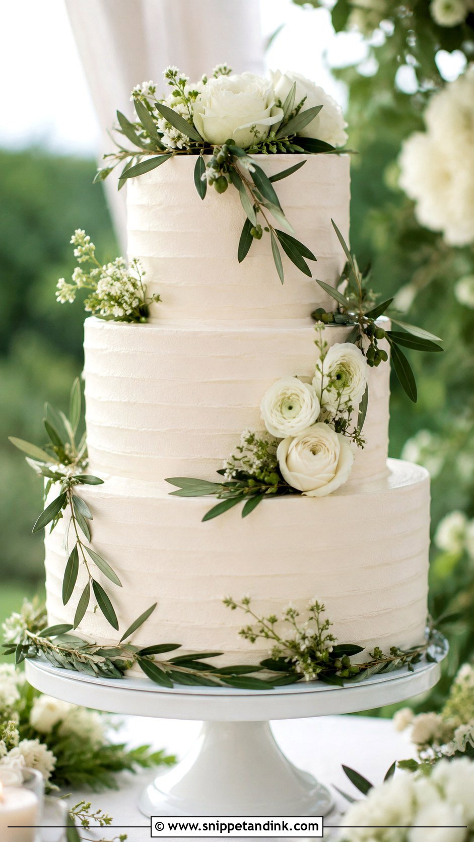 Olive Leaf Garden Wedding Cake - Snippet and Ink - 35 Olive Leaf Wedding Cake Ideas