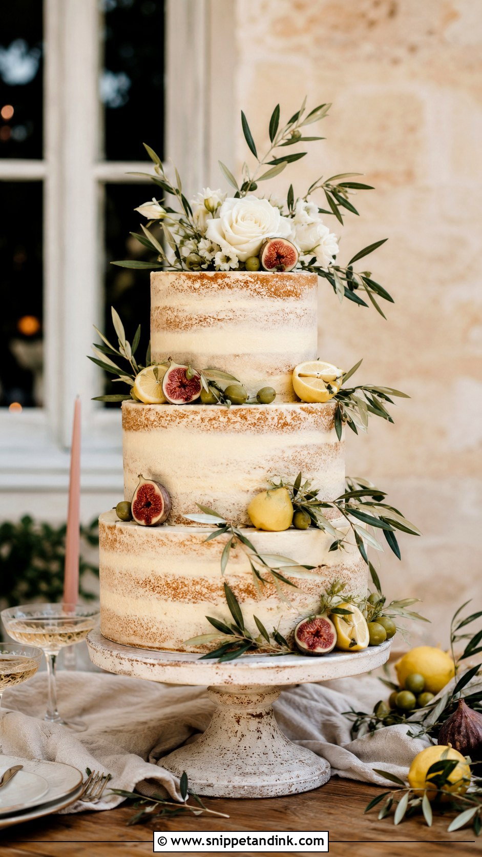 Olive Leaf Italian Wedding Cake - Snippet and Ink - 35 Olive Leaf Wedding Cake Ideas