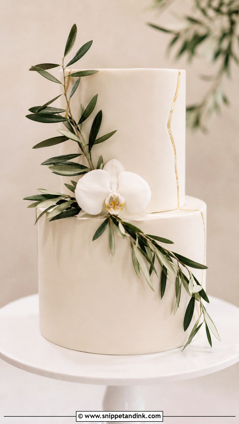 Olive Leaf Modern Wedding Cake - Snippet and Ink - 35 Olive Leaf Wedding Cake Ideas