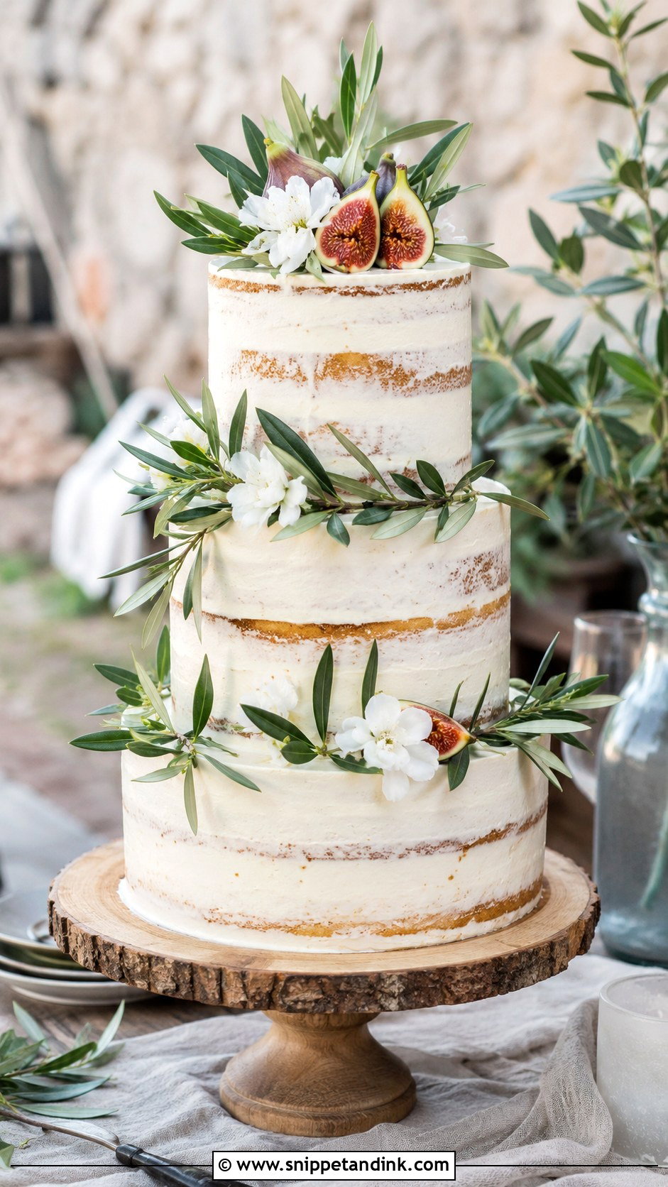 Olive Leaf Rustic Wedding Cake - Snippet and Ink - 35 Olive Leaf Wedding Cake Ideas