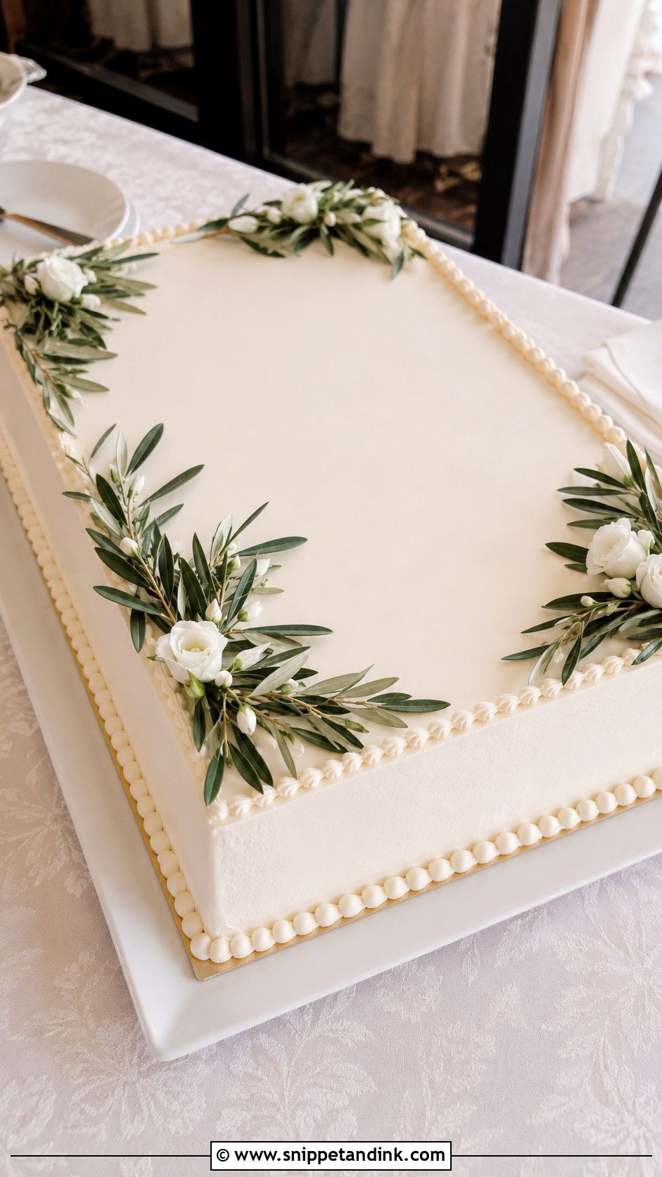 Olive Leaf Sheet Wedding Cake - Snippet and Ink - 35 Olive Leaf Wedding Cake Ideas