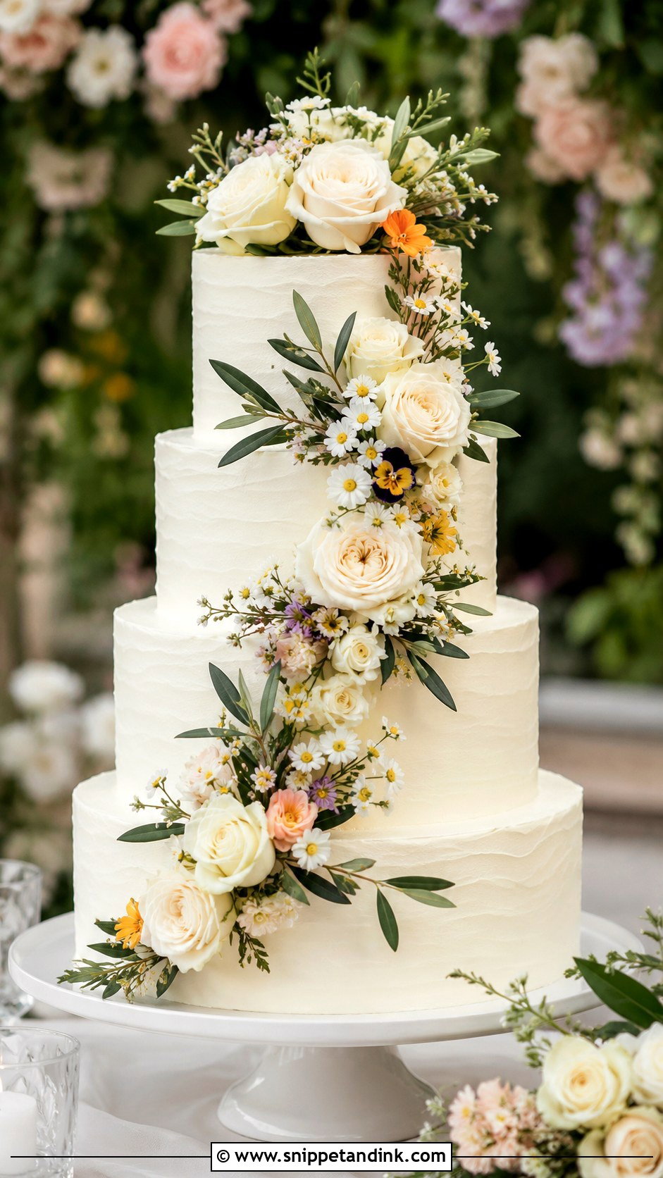 Olive Oil Wedding Cake With Fresh Flowers - Snippet and Ink - 20 Olive Oil Wedding Cake Ideas