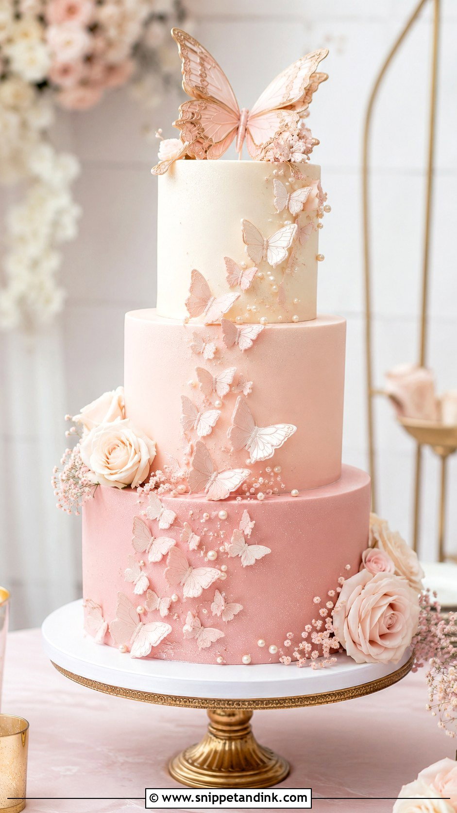 Ombre 3 Tier Butterfly Wedding Cake - Snippet and Ink - 20 3 Tier Butterfly Cake Ideas for Wedding