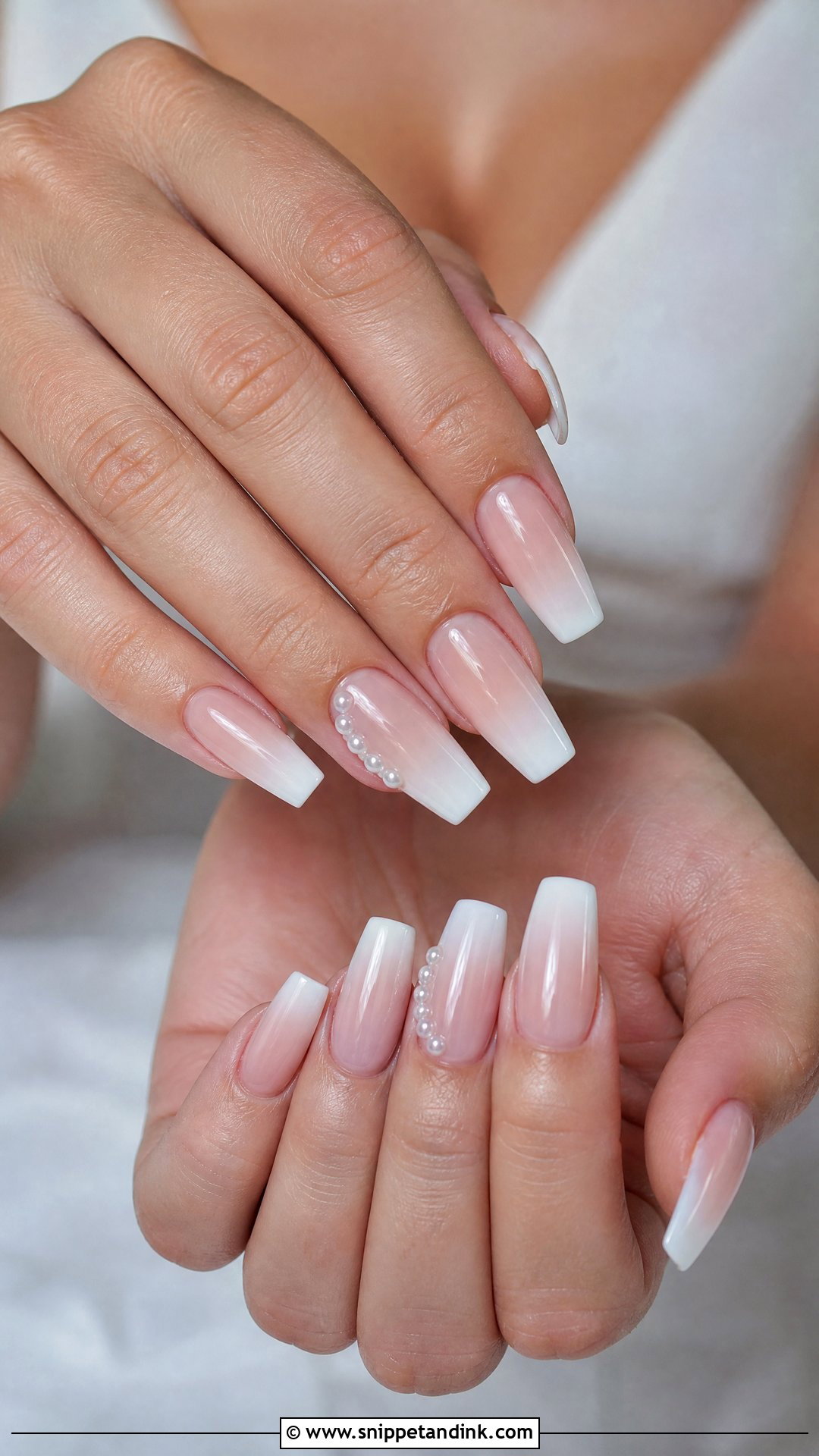 Ombre Bridal Nails With Pearls - Snippet and Ink - 25 Bridal Nails with Pearls