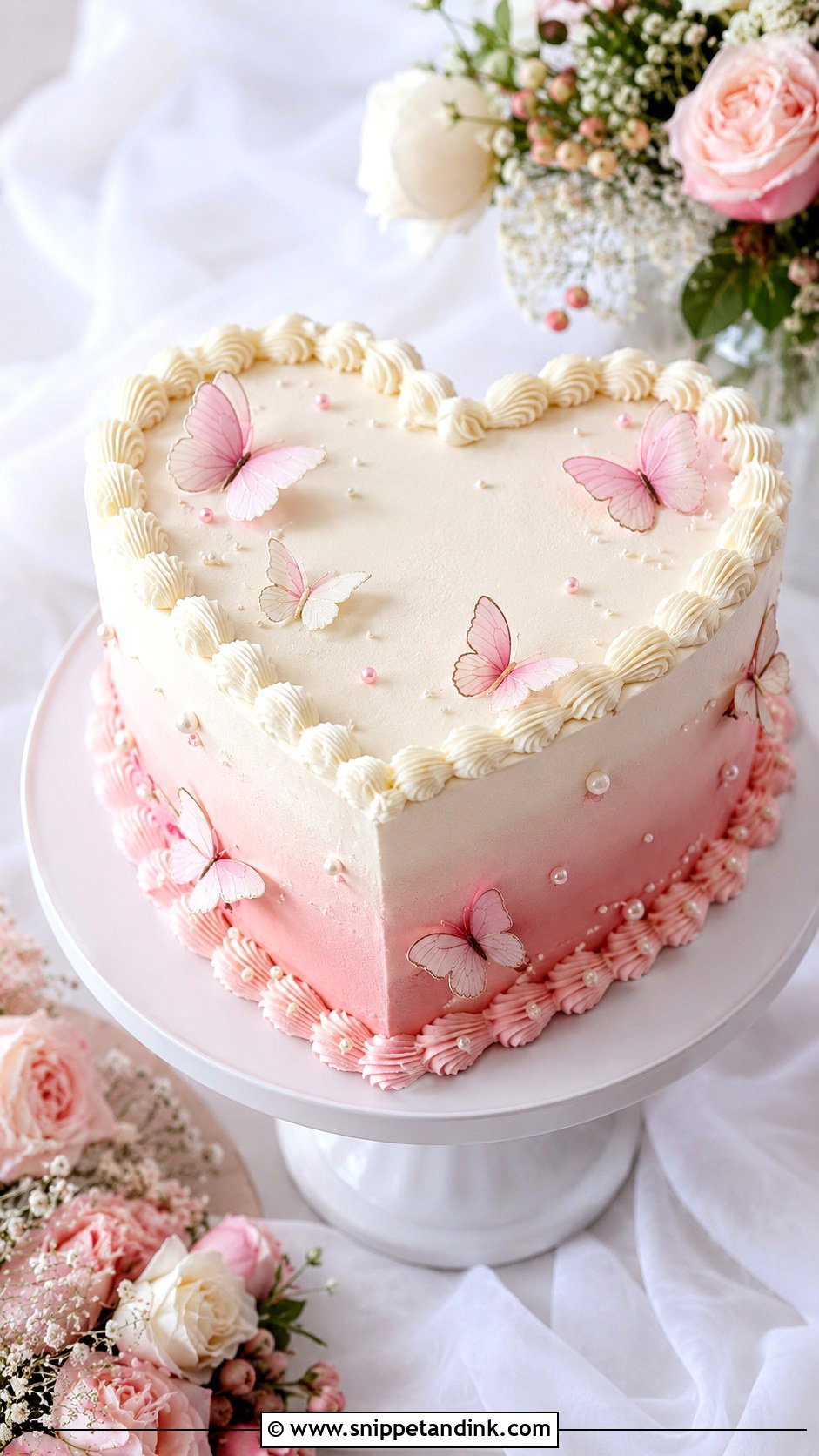 Ombre Butterfly Heart Wedding Cake - Snippet and Ink - 20 Butterfly Heart Cake Ideas for Wedding