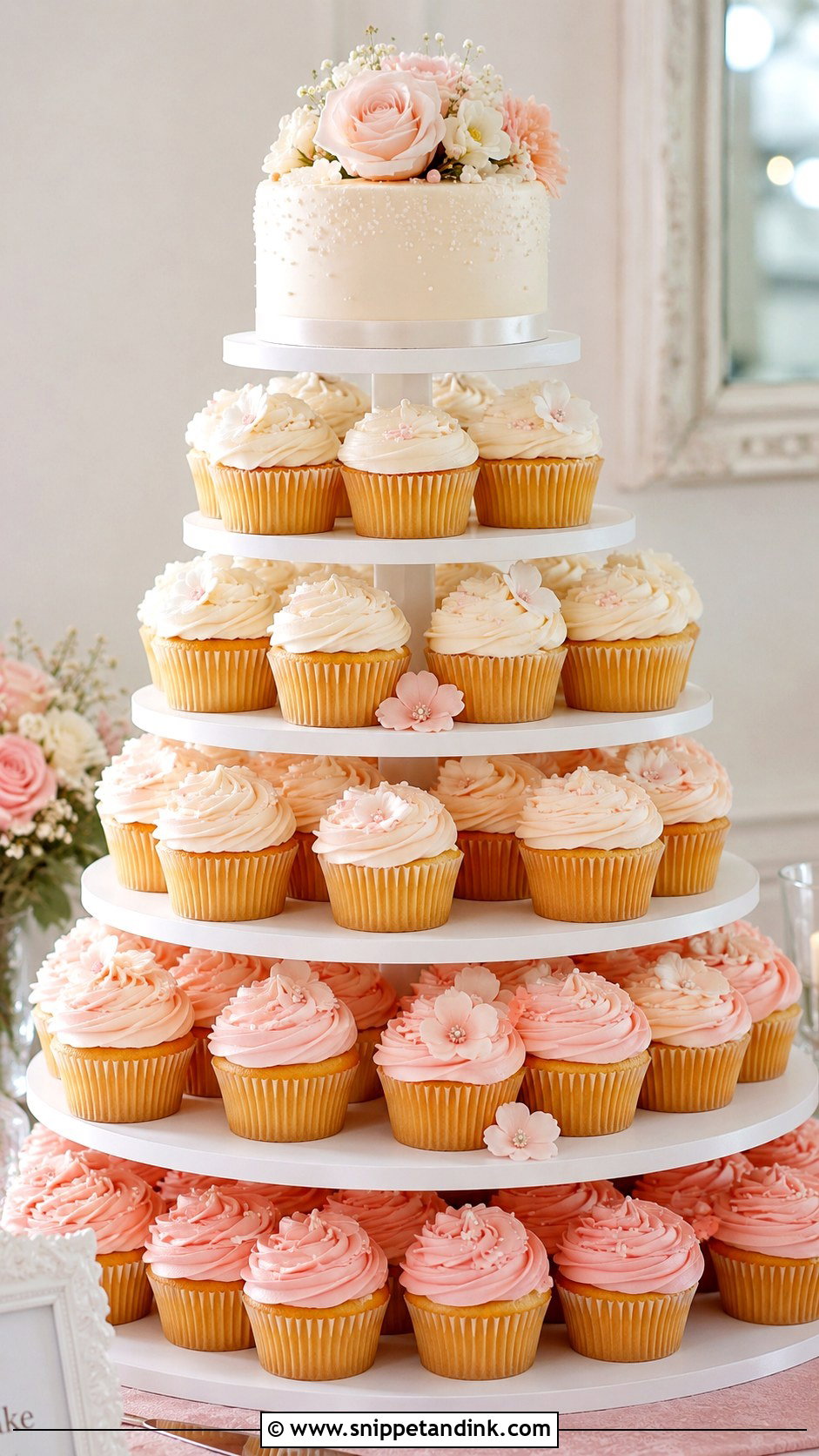 Ombre Cupcake Wedding Cake Tower - Snippet and Ink - 25 Elegant Cupcake Wedding Cake Ideas