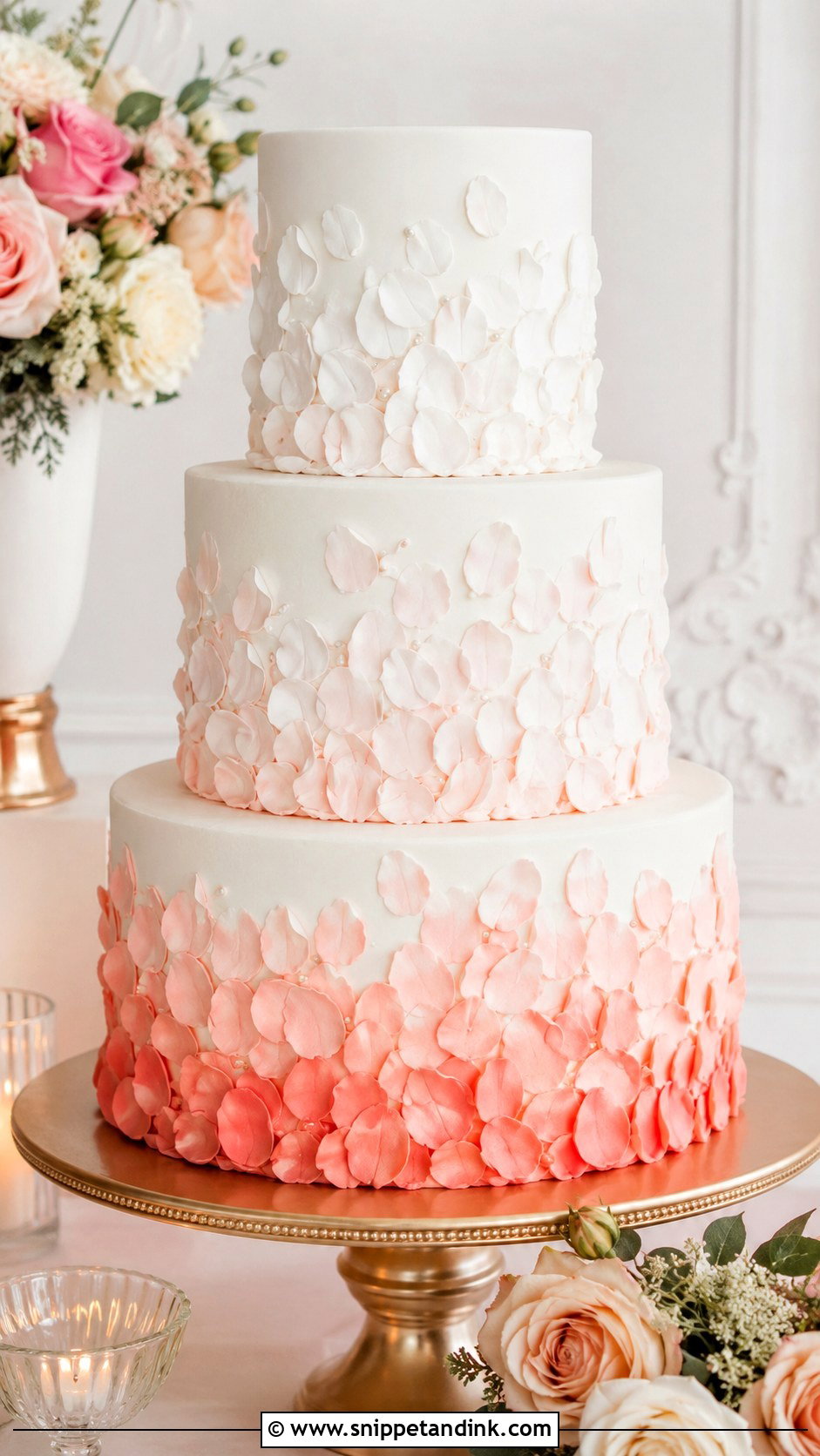 Ombre Flower Petal Wedding Cake - Snippet and Ink - 20 Flower Petal Wedding Cake Ideas