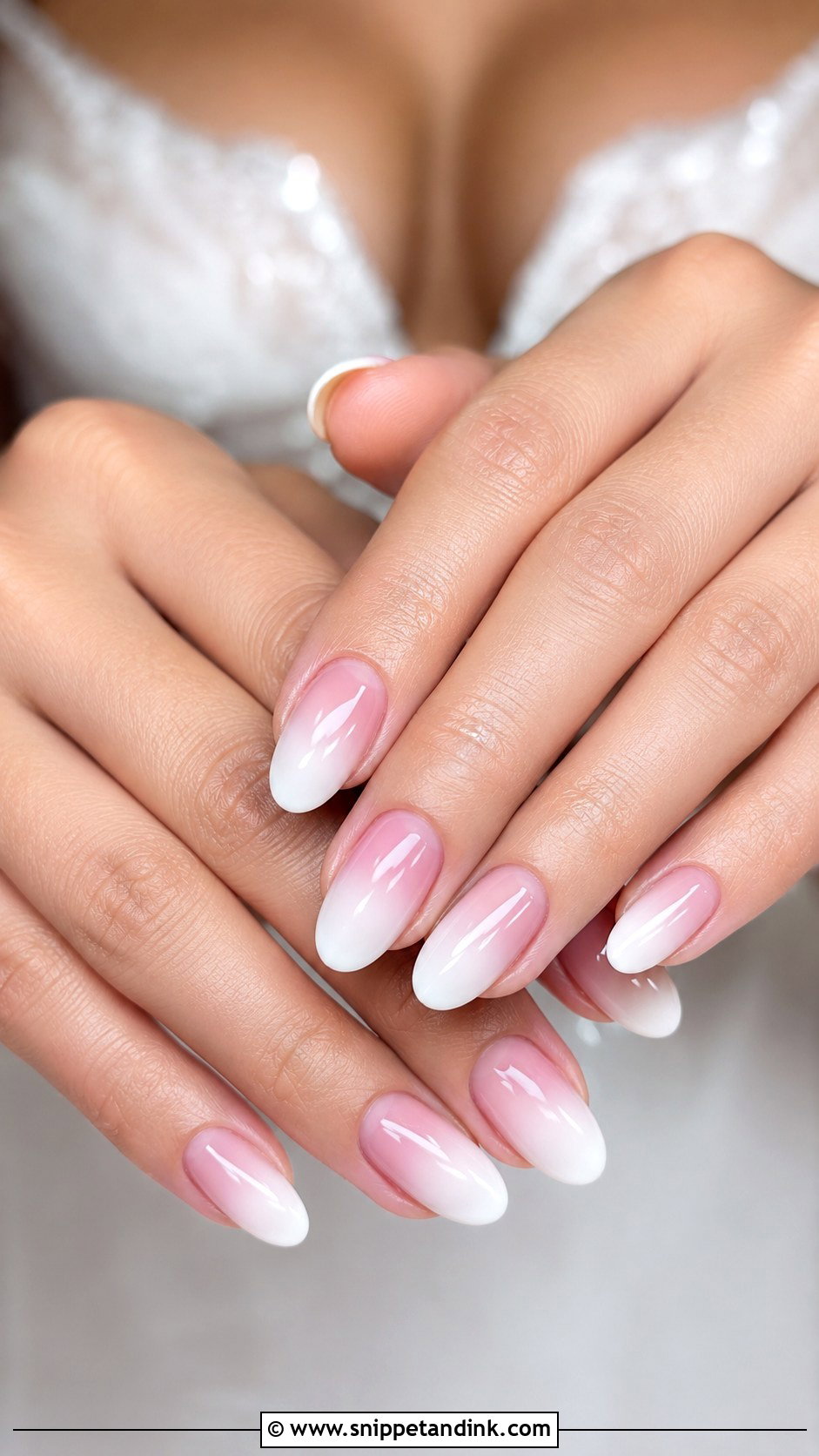 Ombre Oval Bridal Nails - Snippet and Ink - 20 Oval Bridal Nails