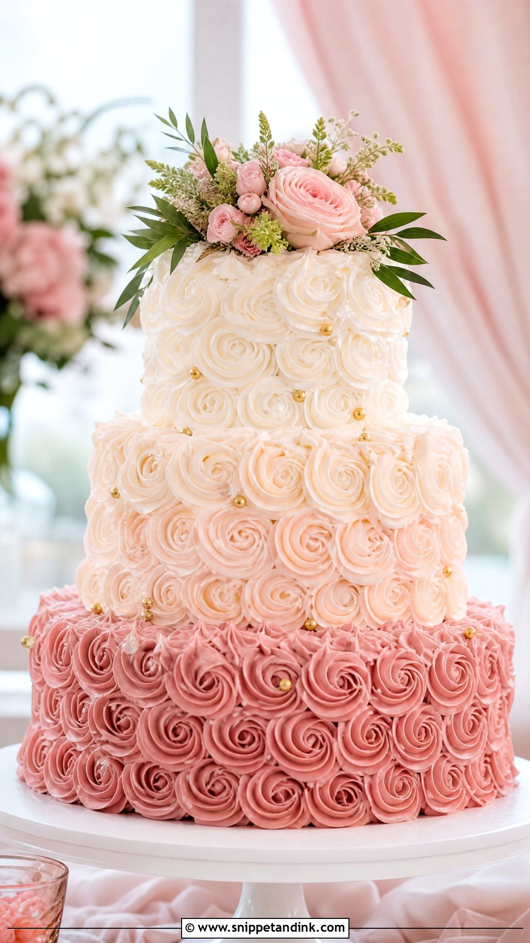 Ombre Rosette Wedding Cake - Snippet and Ink - 30 Rosette Cake Ideas for Wedding