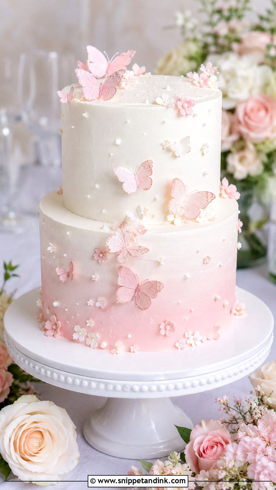 Ombre Two Tier Butterfly Wedding Cake - Snippet and Ink - 20 Two Tier Butterfly Cake Ideas for Wedding