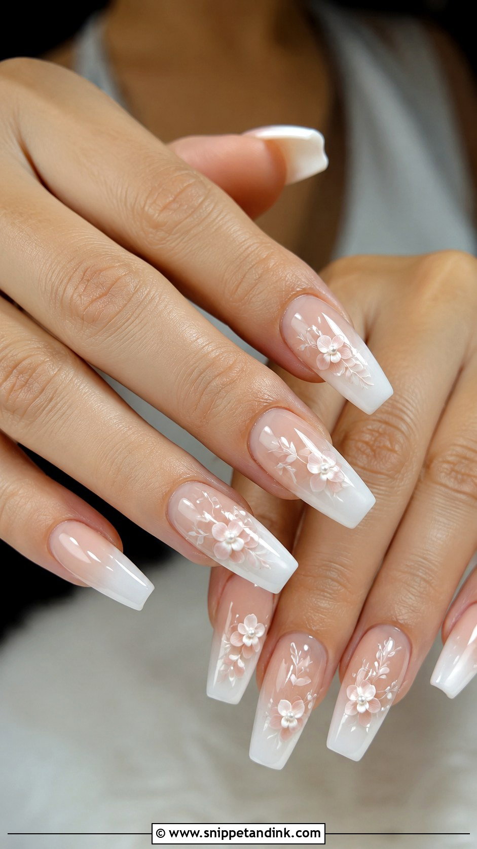 Ombre Wedding Nails With Flowers - Snippet and Ink - 20 Wedding Nails with Flowers