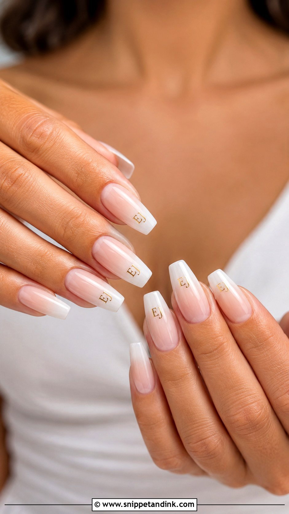 Ombre Wedding Nails With Initials - Snippet and Ink - 20 Wedding Nails with Initials