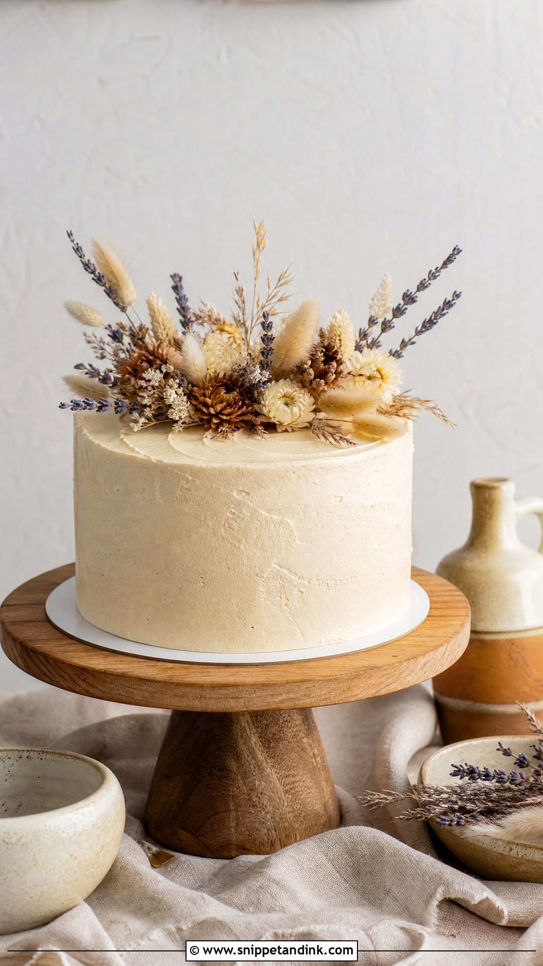 One Layer Wedding Cake With Dried Flowers - Snippet and Ink - 20 One Layer Wedding Cake Ideas