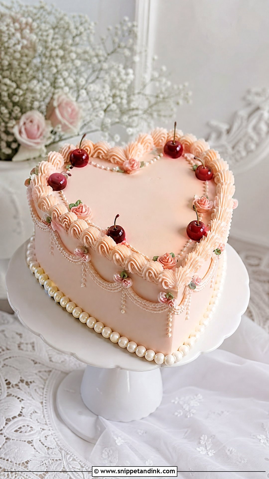 One Layer Wedding Cake With Heart Shape - Snippet and Ink - 20 One Layer Wedding Cake Ideas