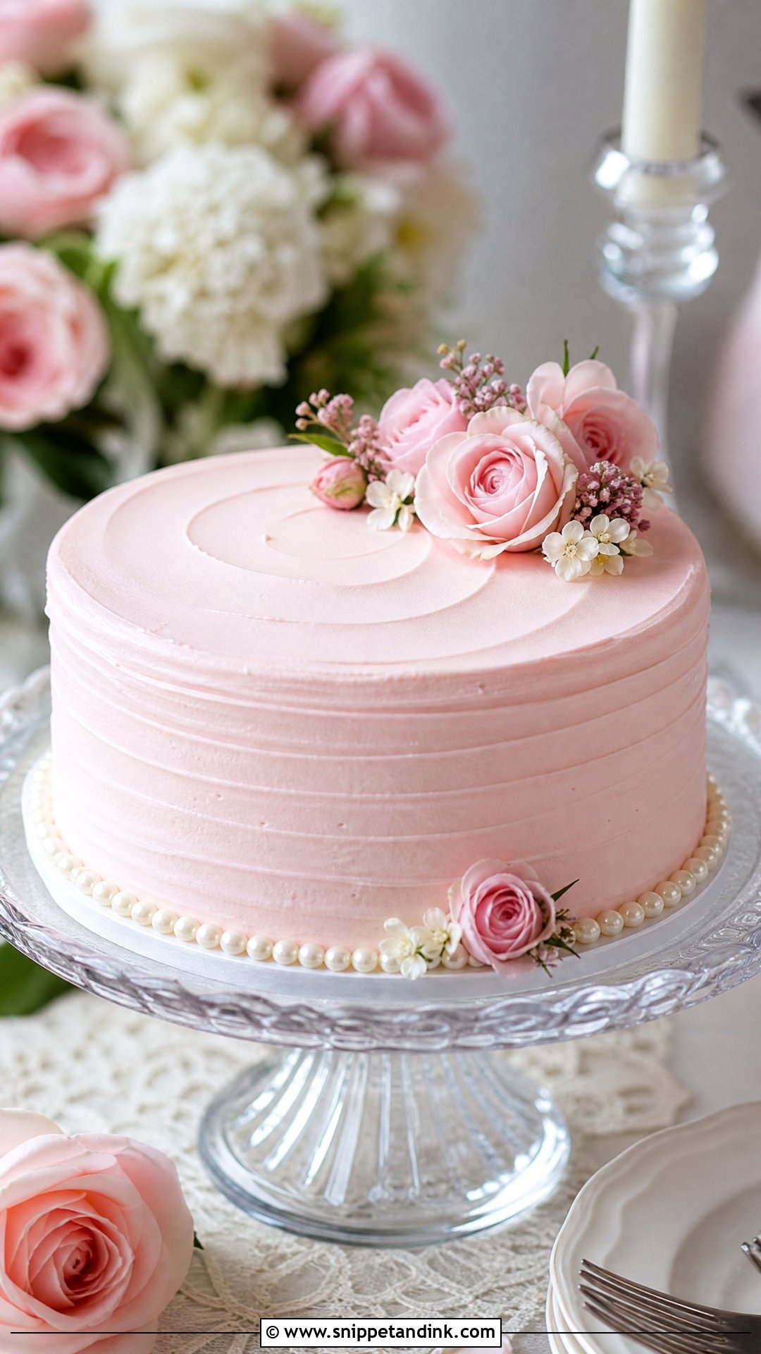 One Layer Wedding Cake With Pink Buttercream - Snippet and Ink - 20 One Layer Wedding Cake Ideas