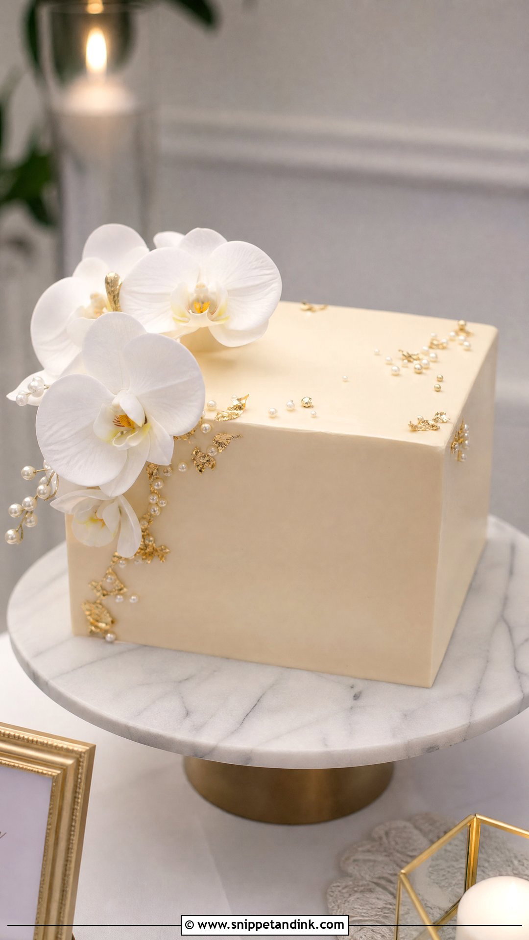 One Layer Wedding Cake With Square Shape - Snippet and Ink - 20 One Layer Wedding Cake Ideas