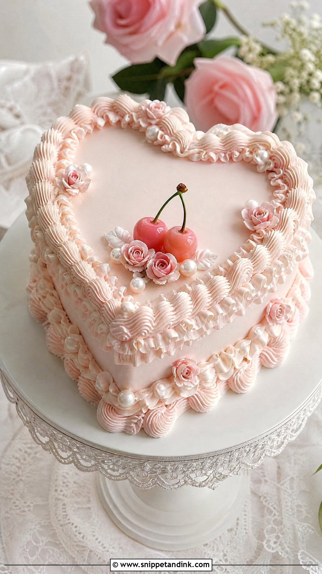 One Layer Wedding Cake With Vintage Piping - Snippet and Ink - 20 One Layer Wedding Cake Ideas
