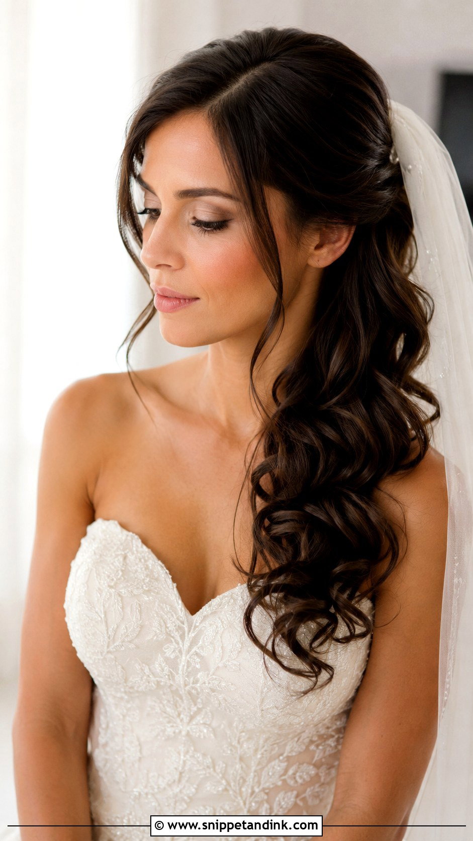 One Side Bridal Hair With Veil - Snippet and Ink - 15 One Side Bridal Hairstyle Ideas