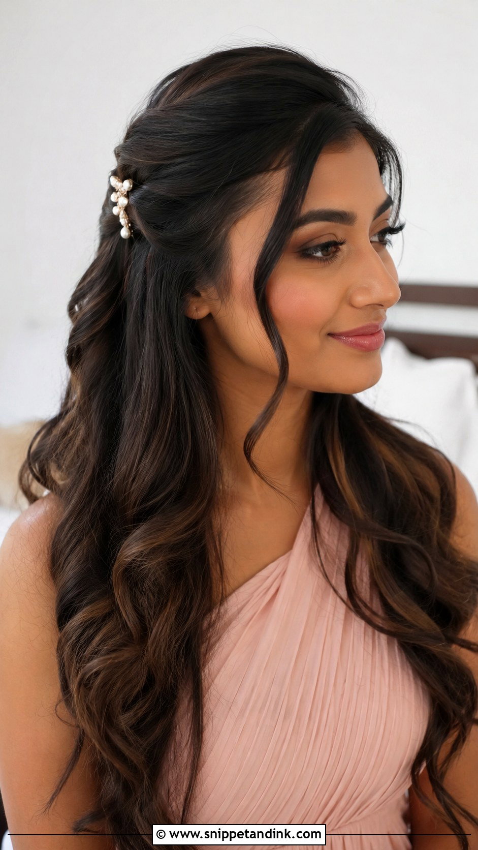 One Side Pinned Bridesmaid Hair Down - Snippet and Ink - 20 Simple Bridesmaid Hair Down Ideas
