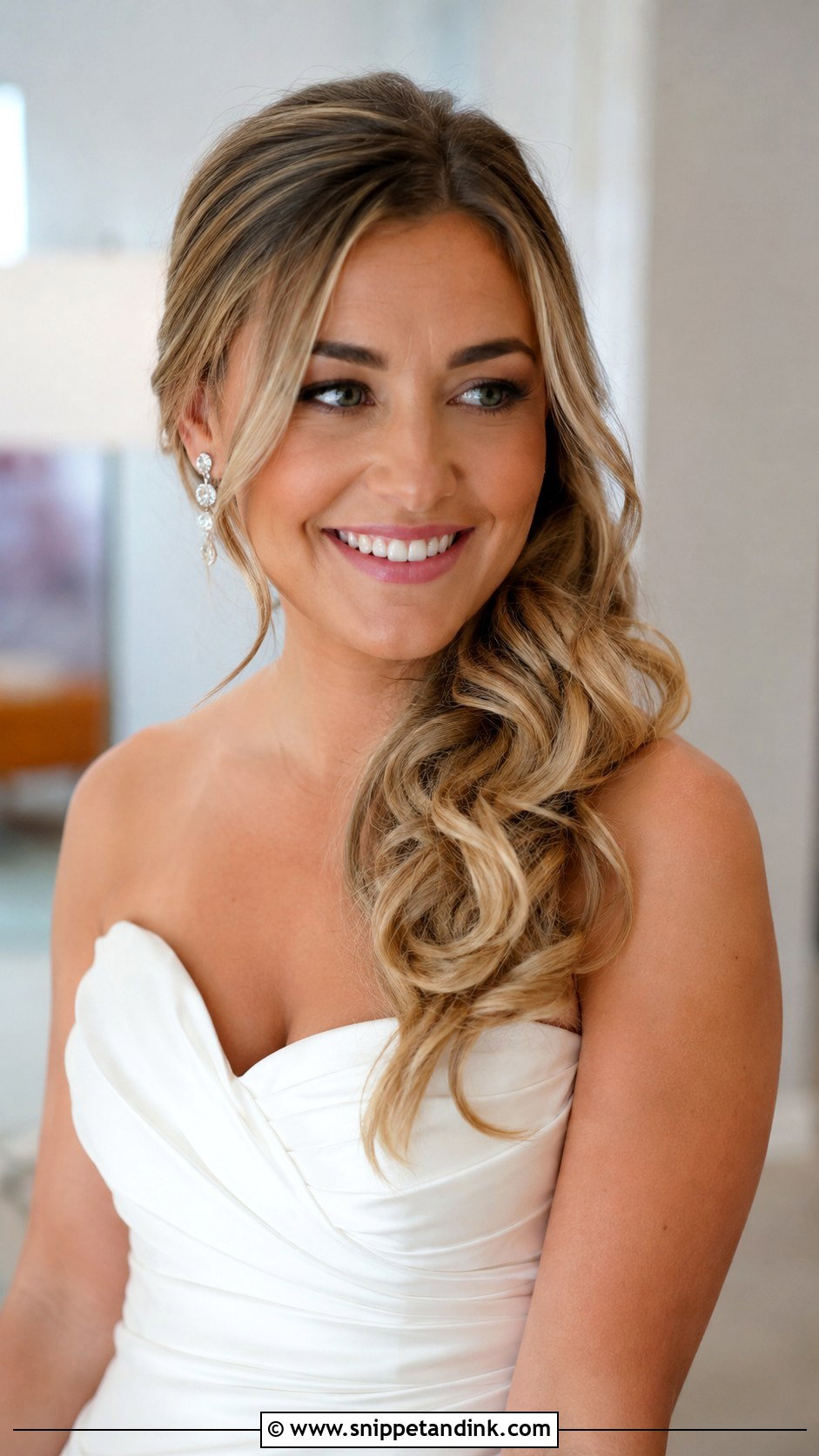 One Side Wedding Curls - Snippet and Ink - 15 Wedding Hair One Side Ideas