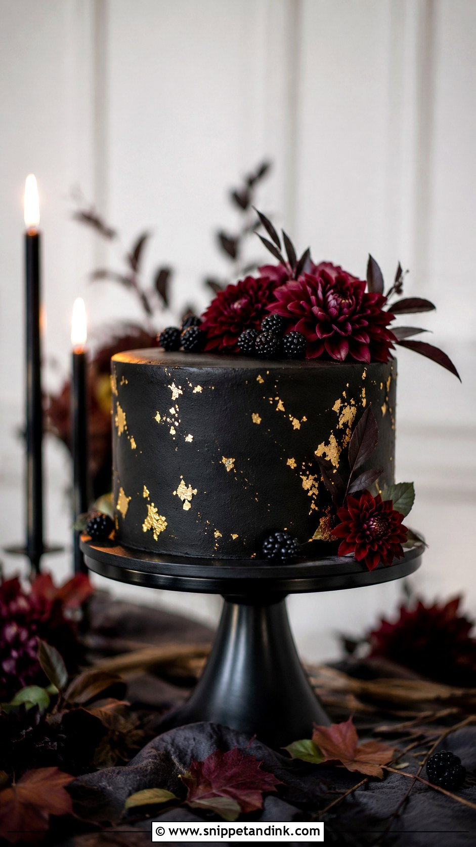 One Tier Black Wedding Cake - Snippet and Ink - 25 One Tier Fall Wedding Cake Ideas