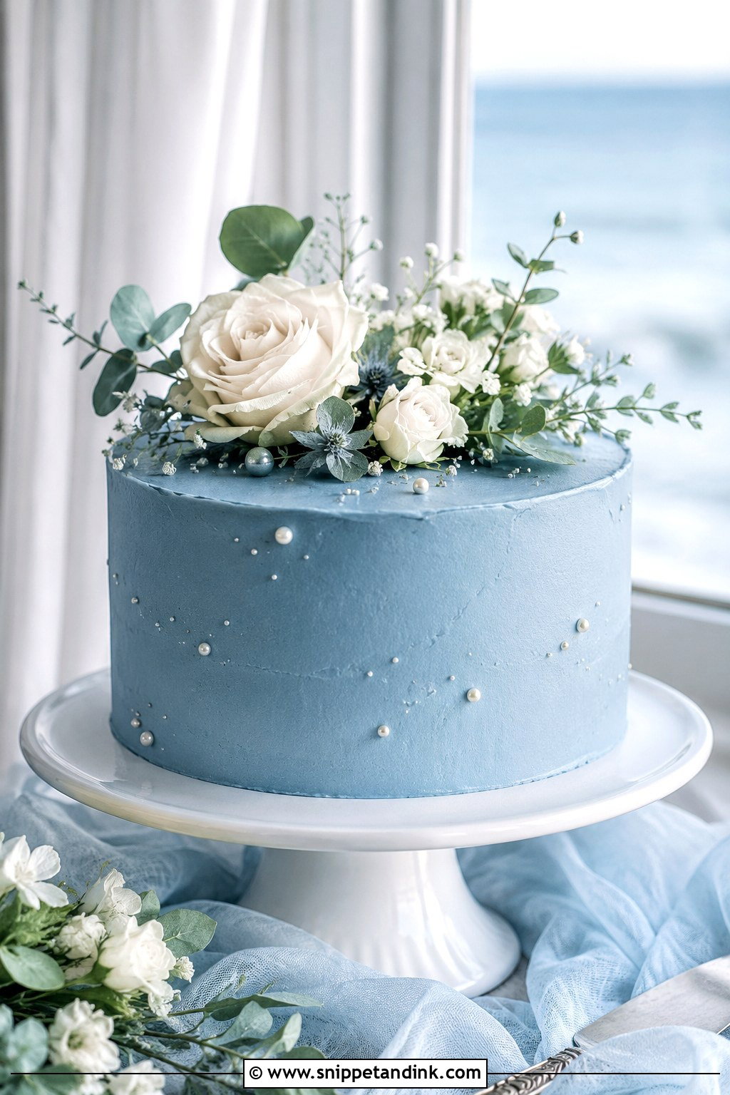 One Tier Blue Wedding Cake - Snippet and Ink - 20 1 Tier Wedding Cake Designs