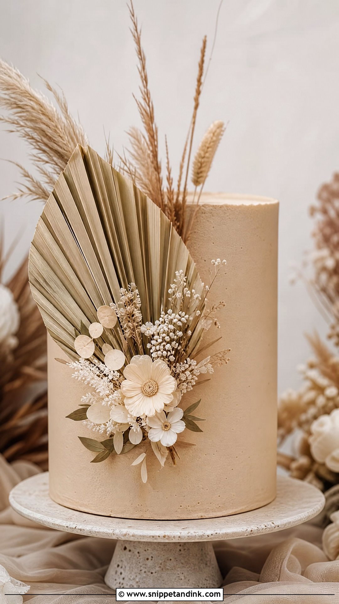 One Tier Boho Wedding Cake - Snippet and Ink - 25 One Tier Wedding Cake Ideas