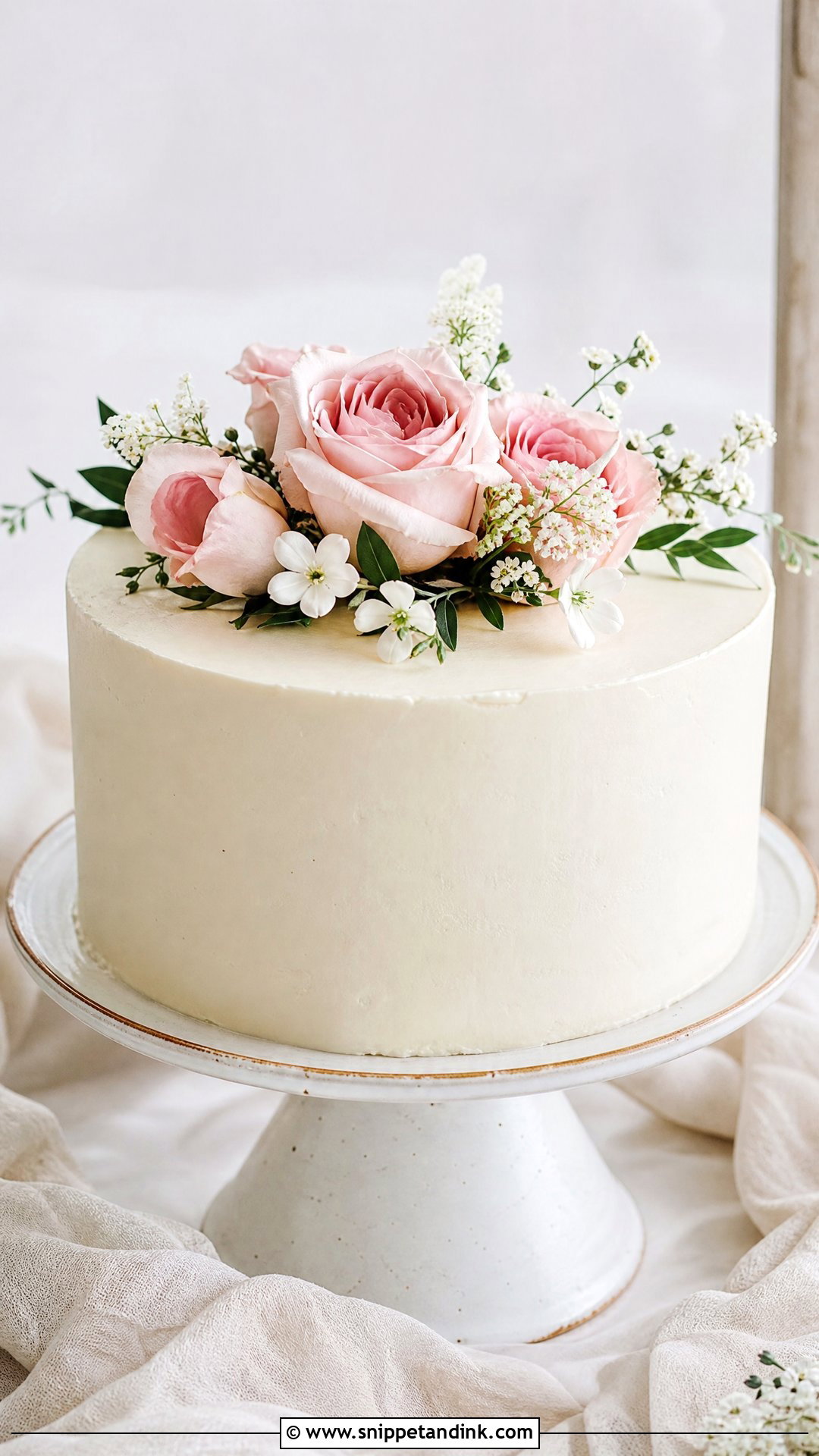 One Tier Buttercream Wedding Cake - Snippet and Ink - 20 Simple Wedding Cake Ideas