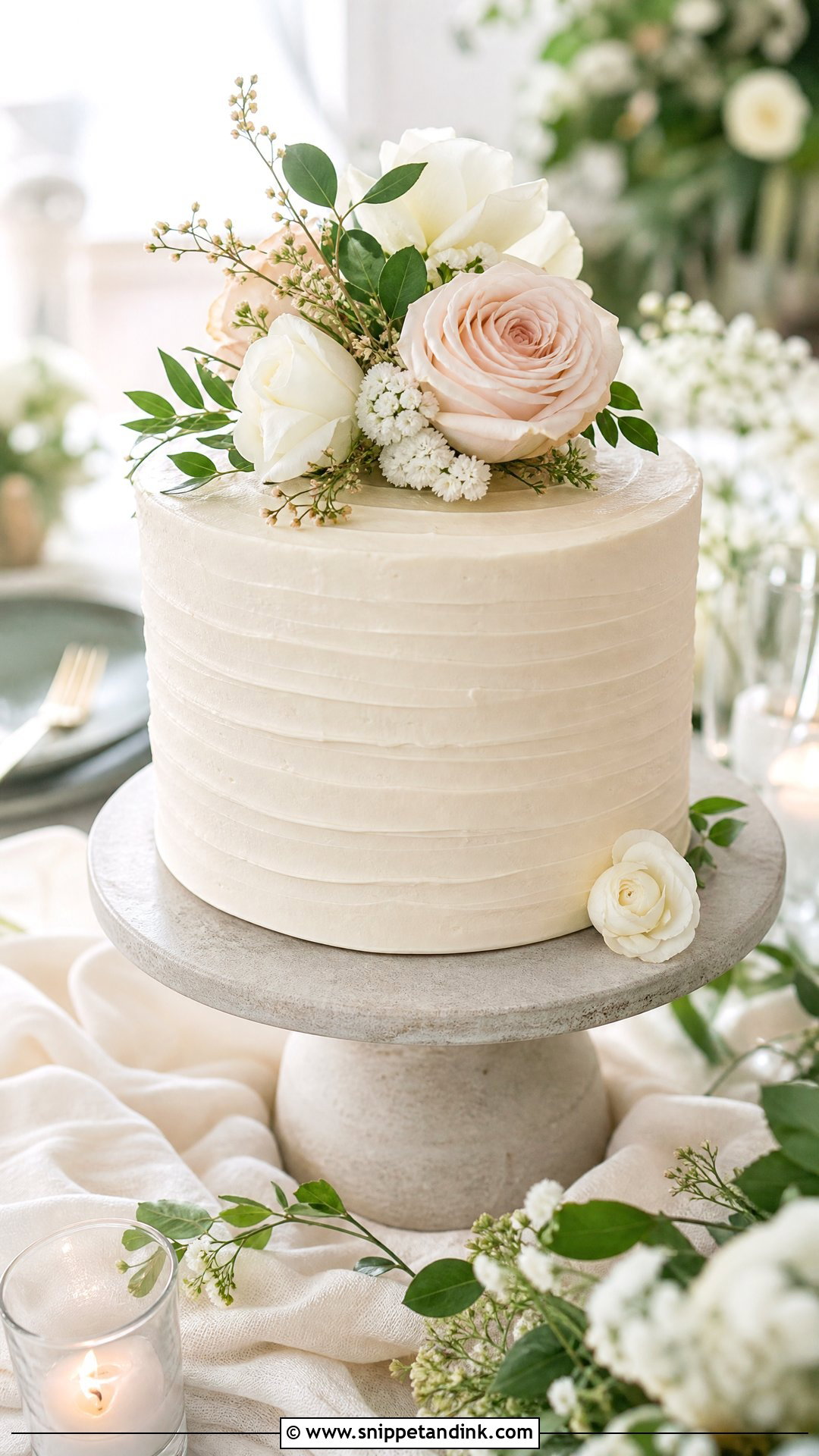 One Tier Buttercream Wedding Cake - Snippet and Ink - 25 One Tier Wedding Cake Ideas
