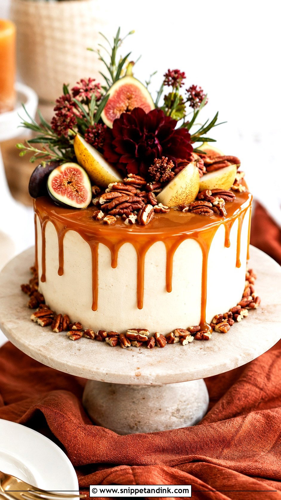 One Tier Caramel Drip Wedding Cake - Snippet and Ink - 25 One Tier Fall Wedding Cake Ideas