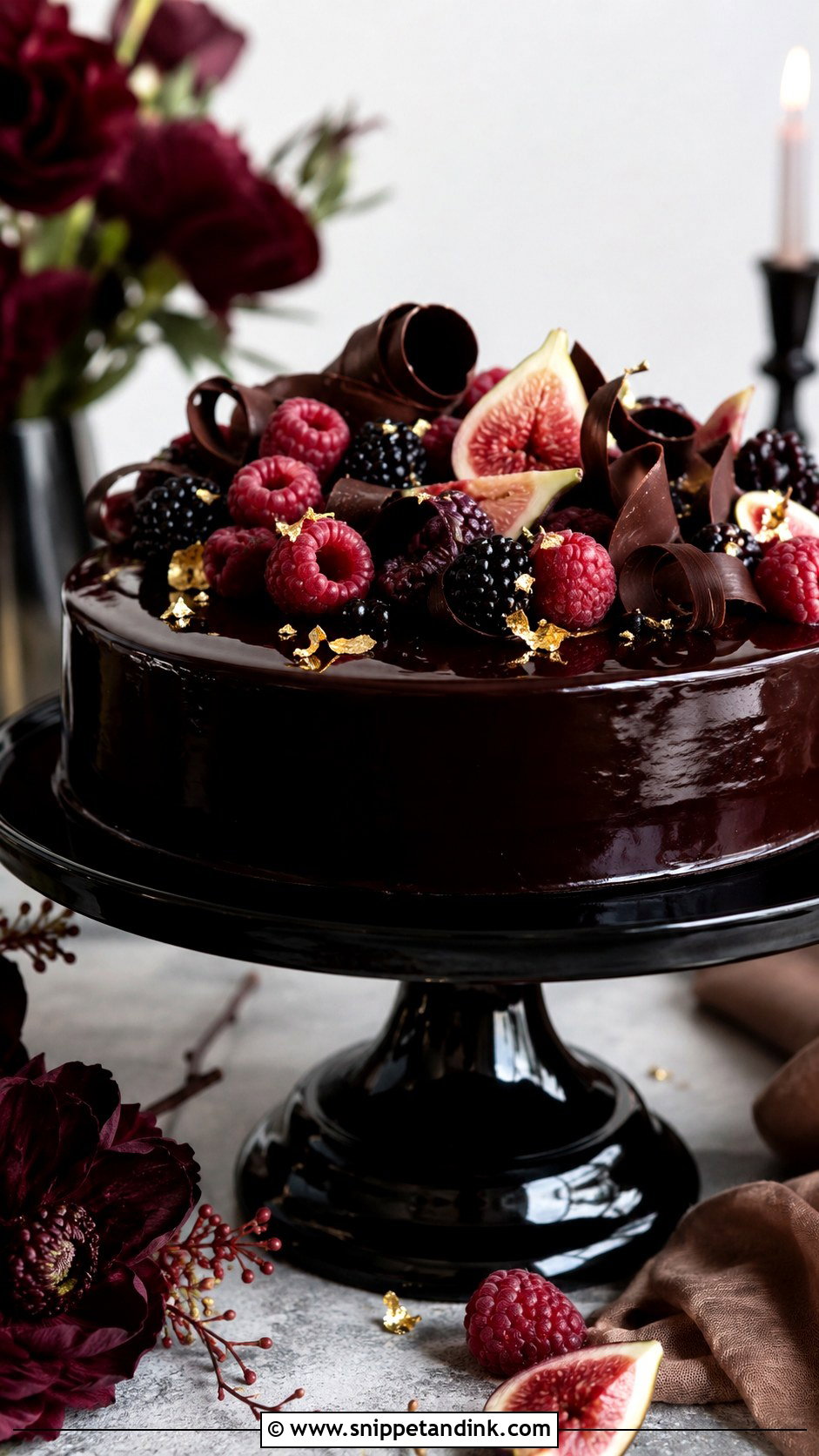 One Tier Chocolate Ganache Wedding Cake - Snippet and Ink - 25 One Tier Fall Wedding Cake Ideas