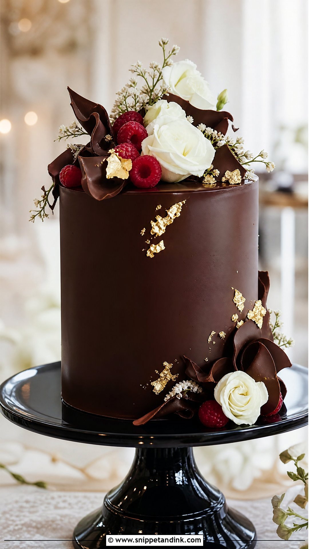 One Tier Chocolate Wedding Cake - Snippet and Ink - 25 One Tier Wedding Cake Ideas