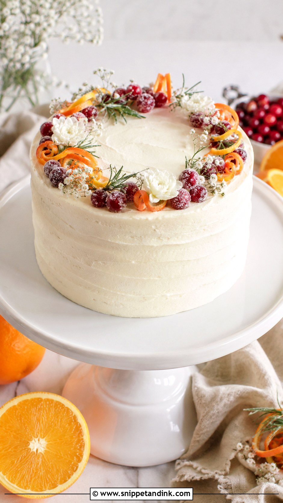 One Tier Cranberry Orange Wedding Cake - Snippet and Ink - 25 One Tier Fall Wedding Cake Ideas