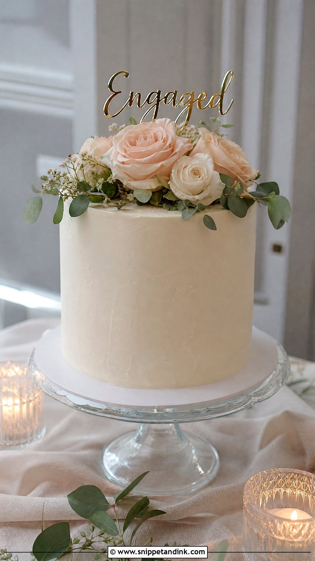 One Tier Engagement Cake - Snippet and Ink - 20 Simple Engagement Cake Designs