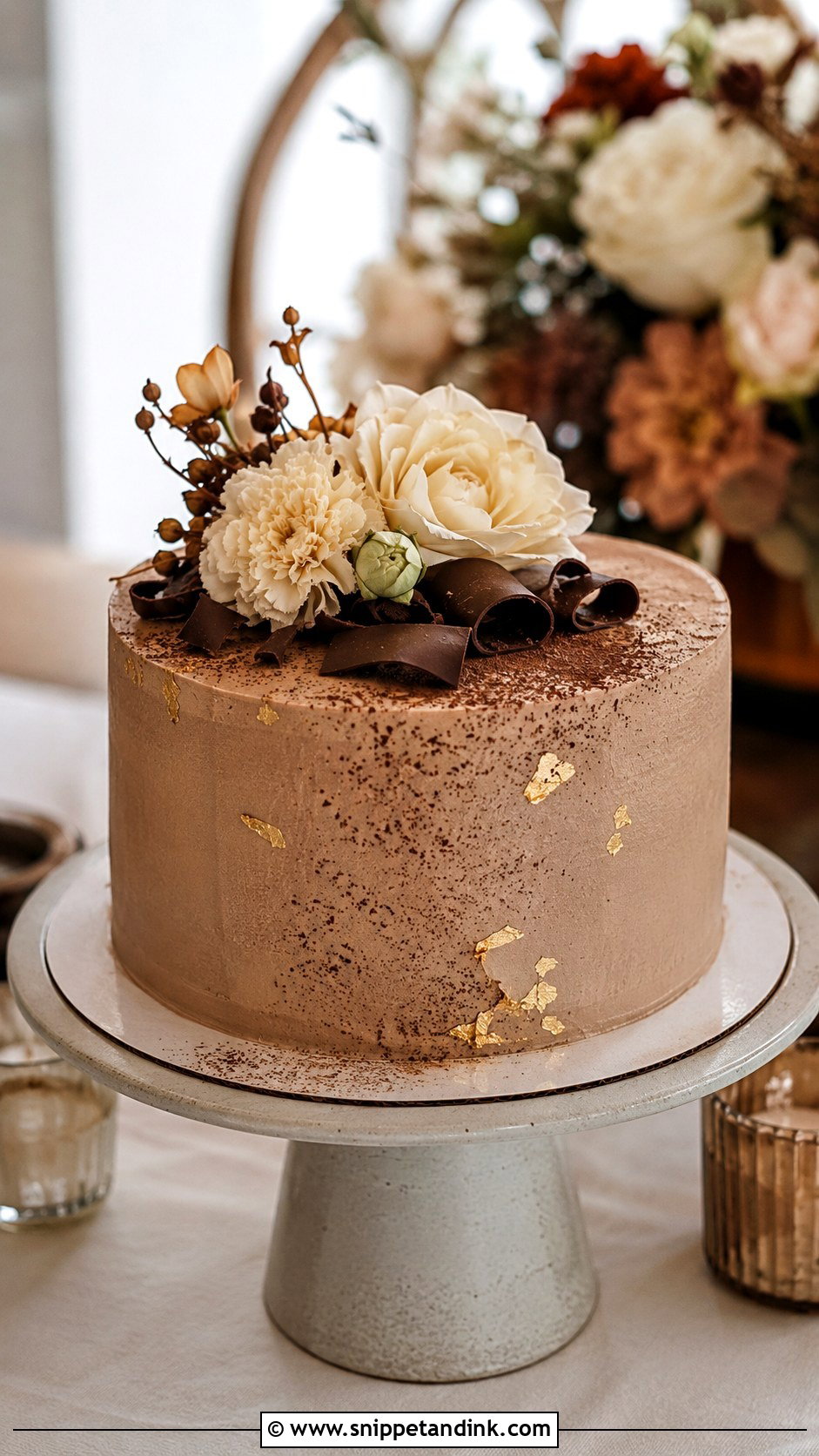 One Tier Espresso Wedding Cake - Snippet and Ink - 25 One Tier Fall Wedding Cake Ideas
