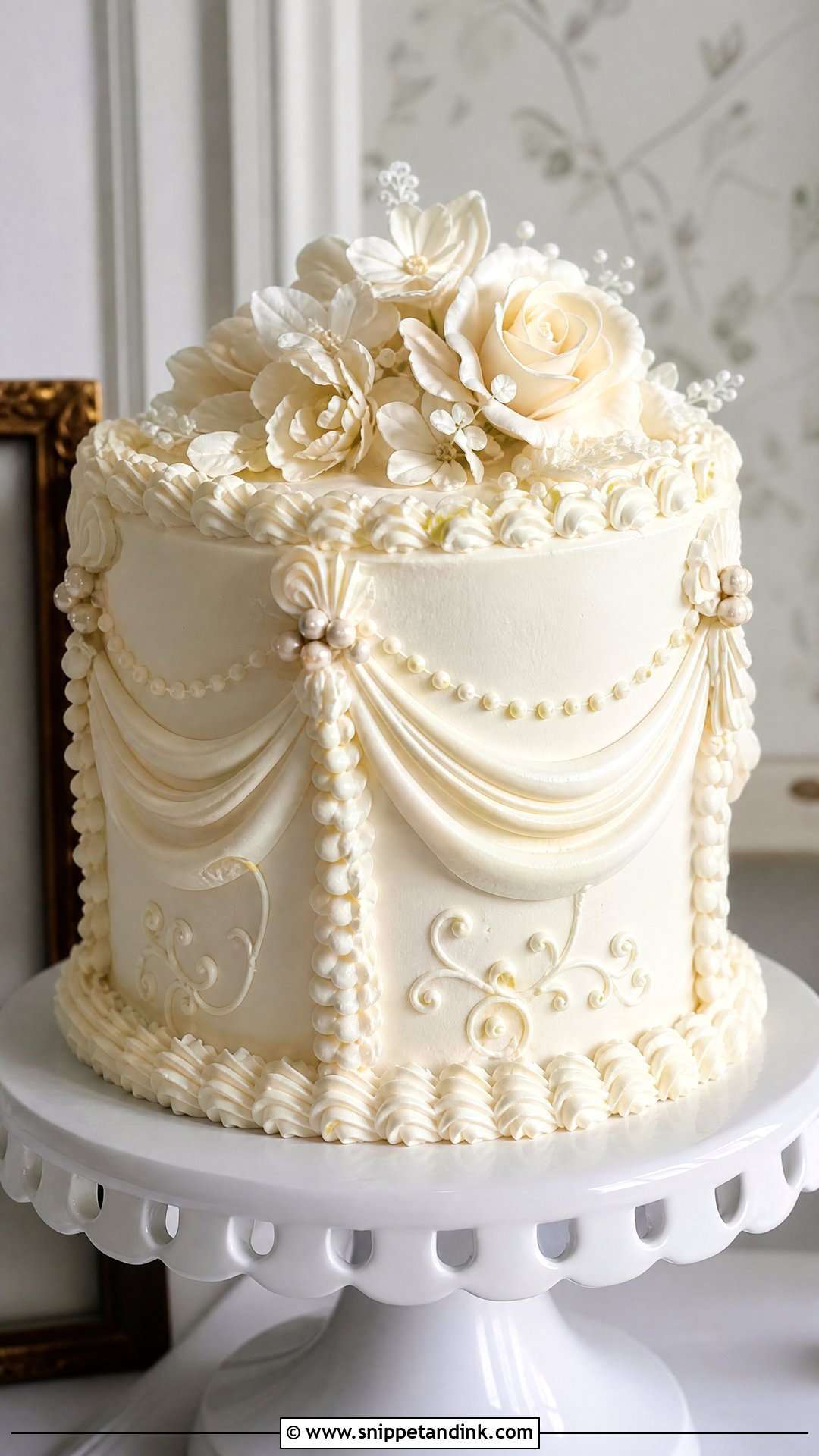 One Tier Lambeth Wedding Cake - Snippet and Ink - 25 One Tier Wedding Cake Ideas