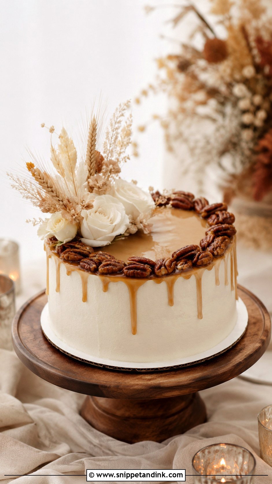 One Tier Maple Pecan Wedding Cake - Snippet and Ink - 25 One Tier Fall Wedding Cake Ideas