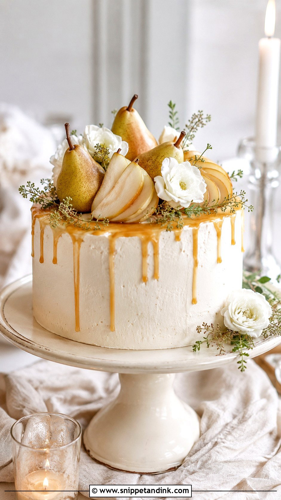 One Tier Pear Wedding Cake - Snippet and Ink - 25 One Tier Fall Wedding Cake Ideas