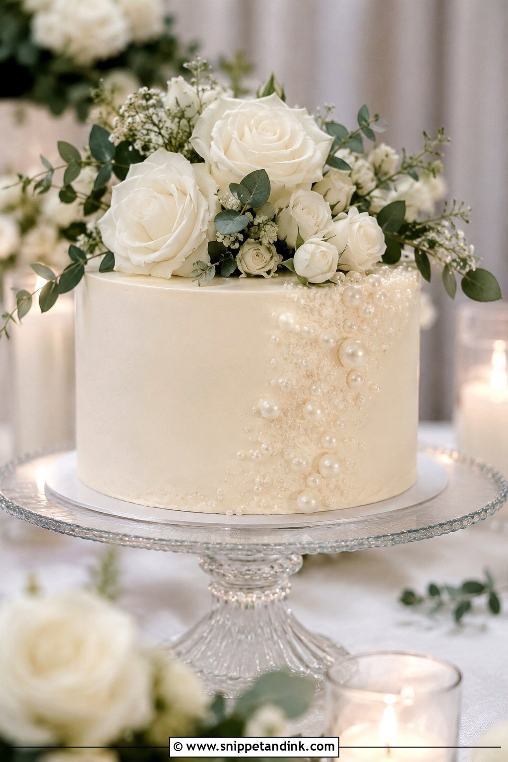 One Tier Pearl Wedding Cake - Snippet and Ink - 20 1 Tier Wedding Cake Designs