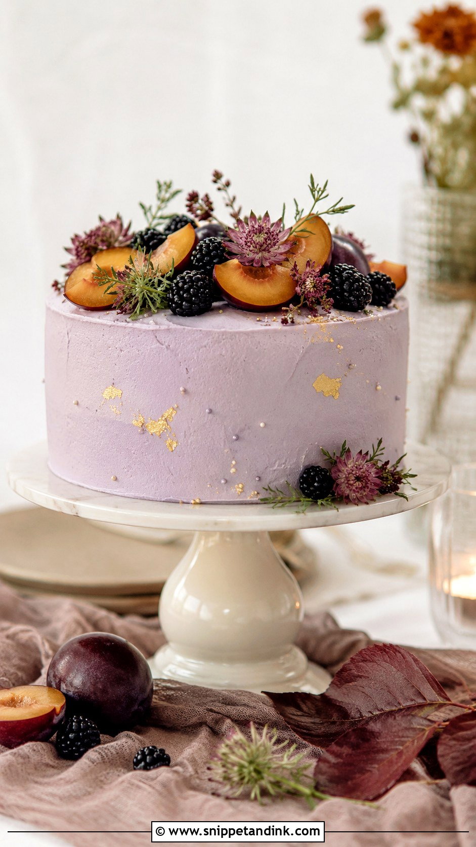 One Tier Plum Wedding Cake - Snippet and Ink - 25 One Tier Fall Wedding Cake Ideas