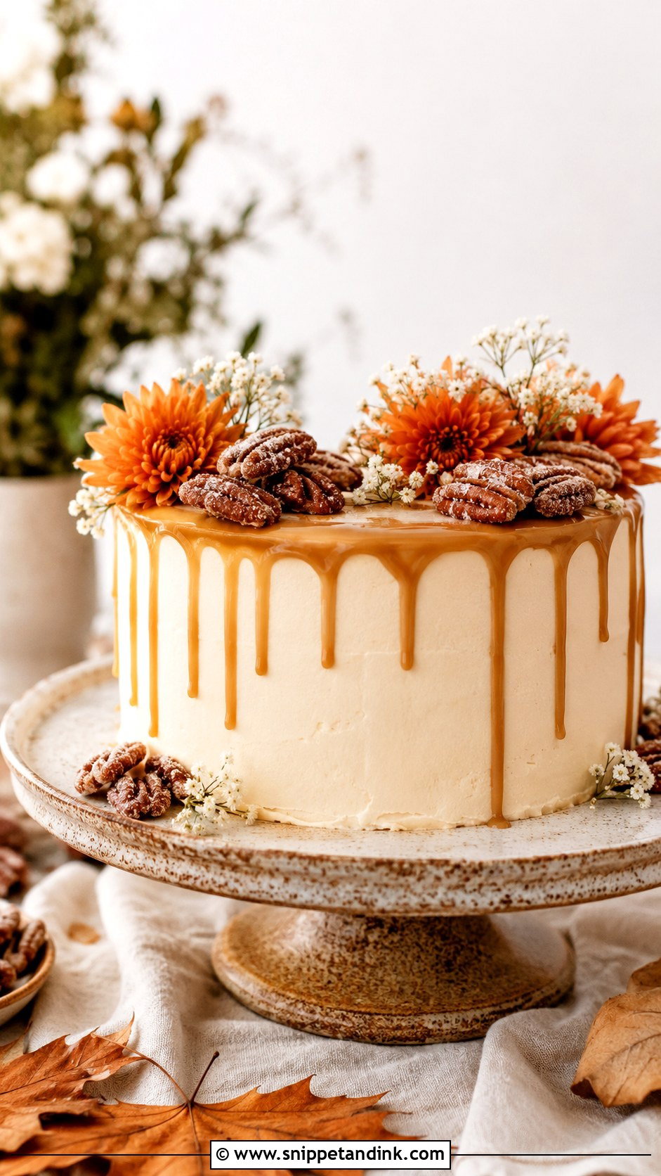 One Tier Pumpkin Spice Wedding Cake - Snippet and Ink - 25 One Tier Fall Wedding Cake Ideas
