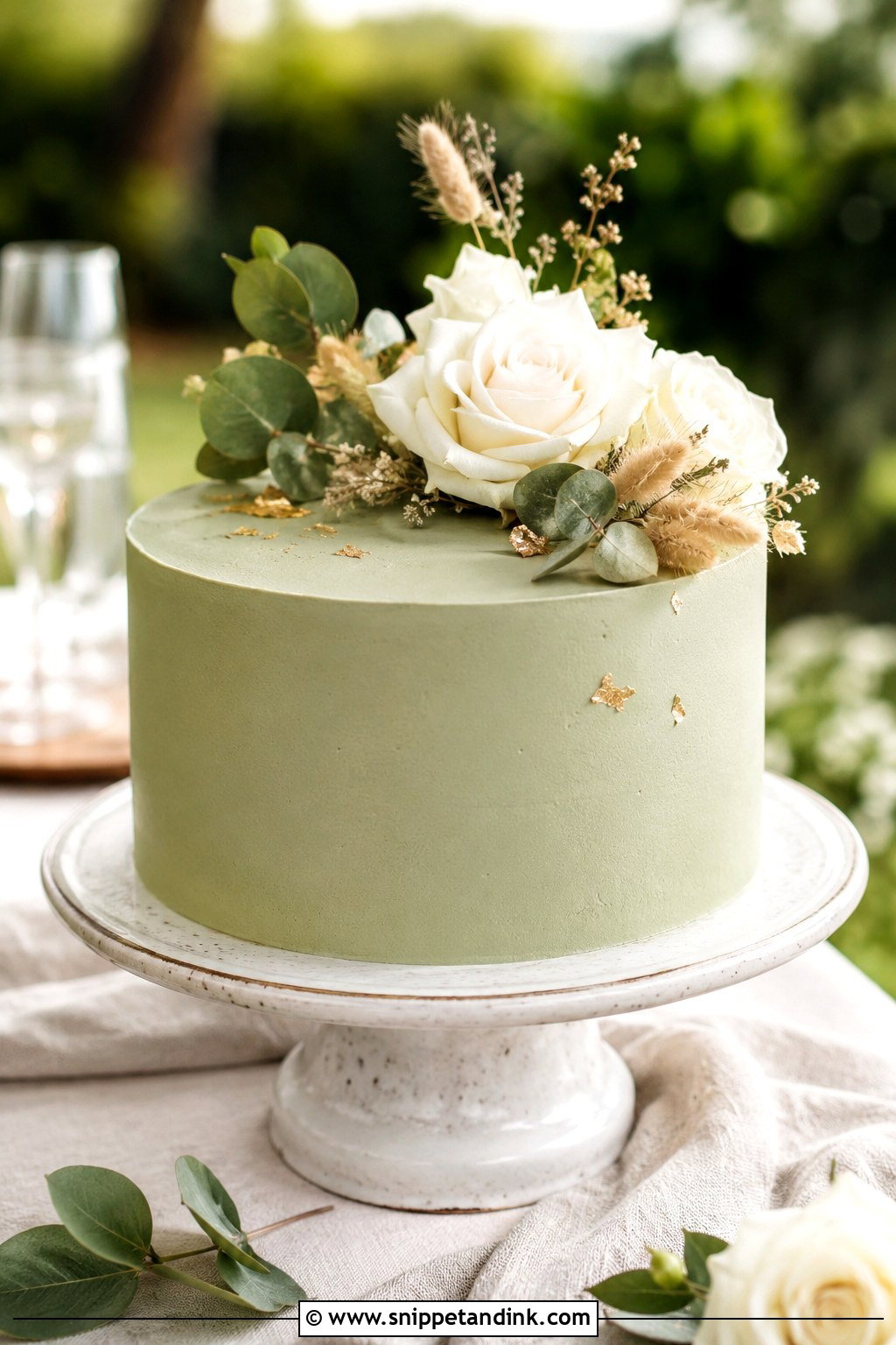 One Tier Sage Green Wedding Cake - Snippet and Ink - 20 1 Tier Wedding Cake Designs