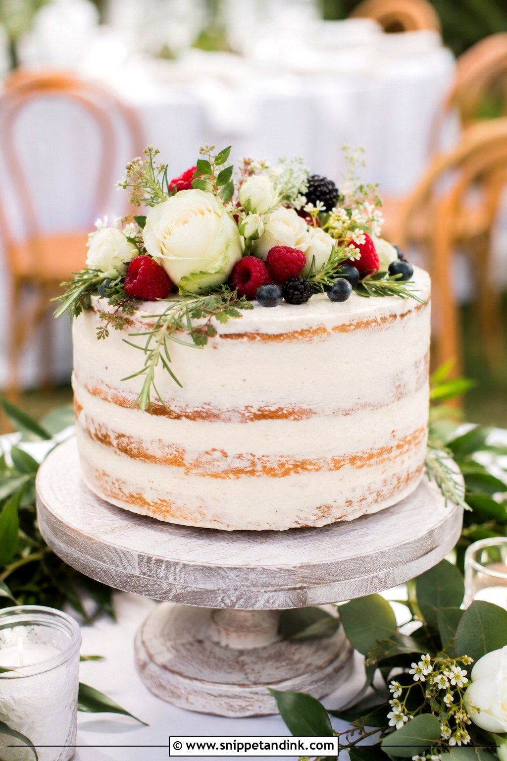 One Tier Semi Naked Wedding Cake - Snippet and Ink - 20 1 Tier Wedding Cake Designs
