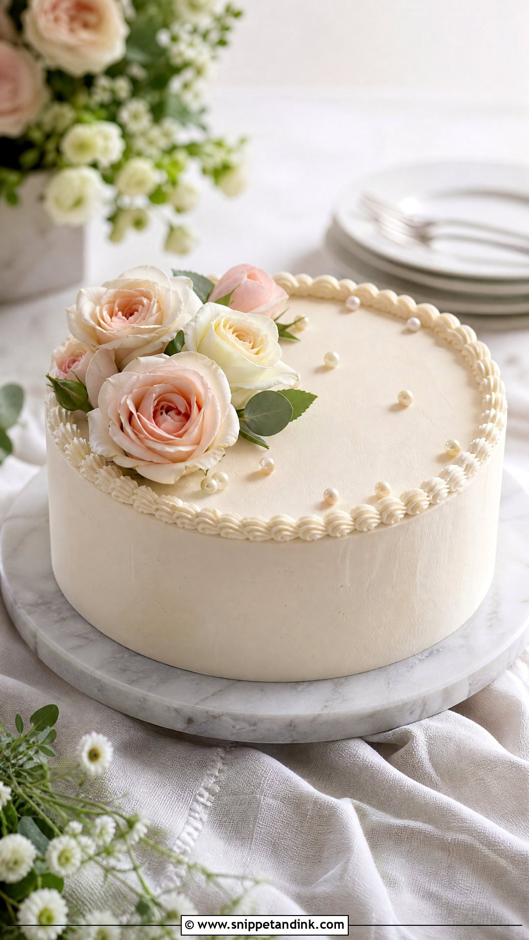 One Tier Wedding Cake - Snippet and Ink - 35 Wedding Cake Designs