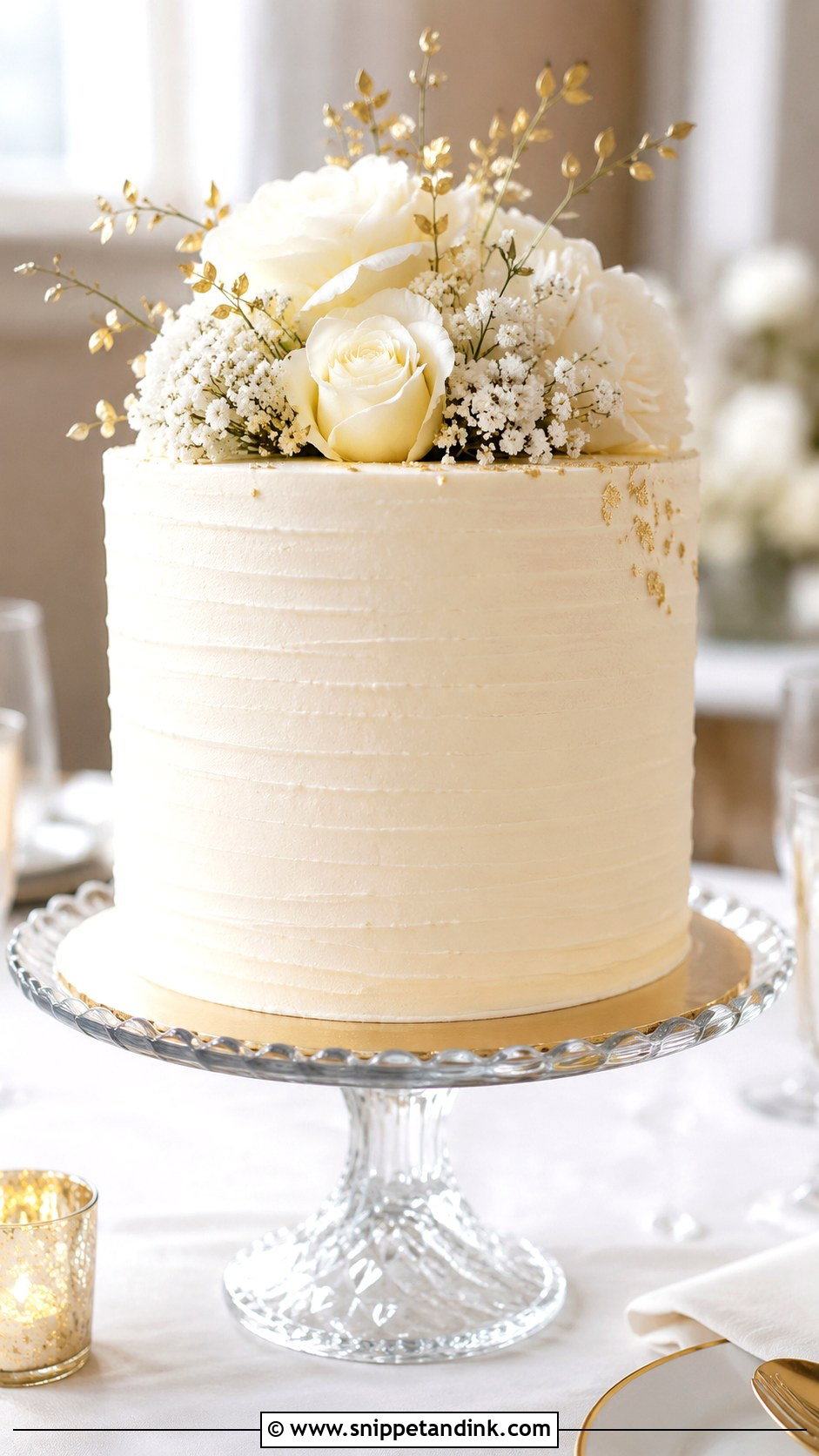 One Tier Wedding Cake For 30 Guests - Snippet and Ink - 25 Wedding Cake Size Guide